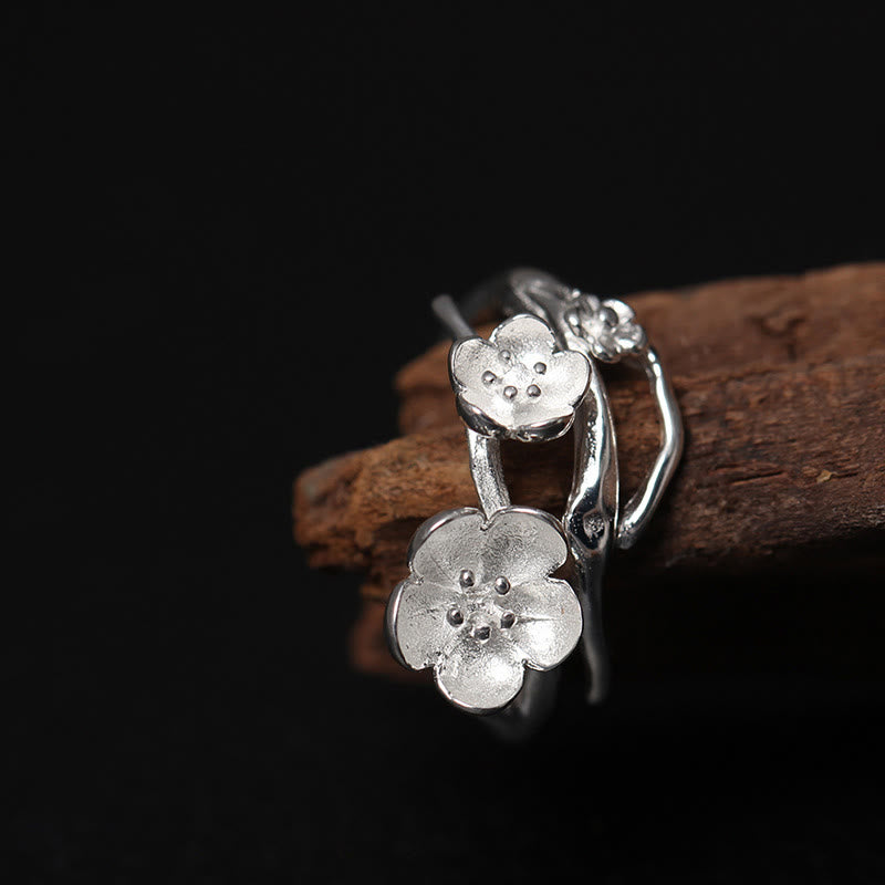 Buddha Stones 925 Sterling Silver Plum Bossom Balance Ring - image 3