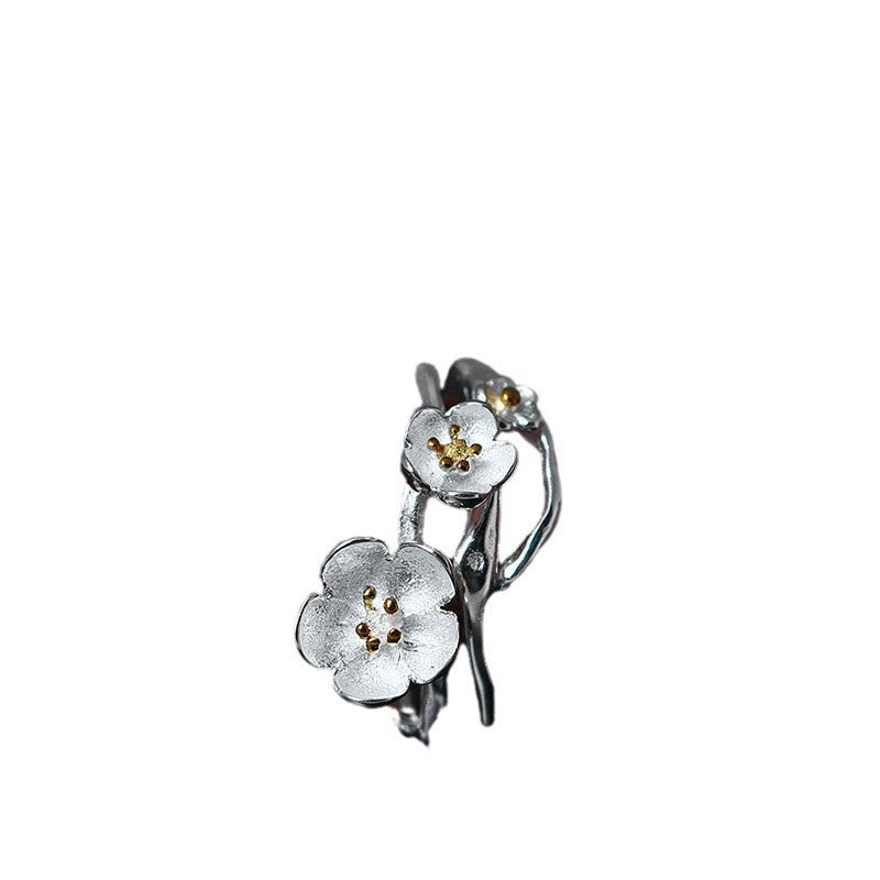 Buddha Stones 925 Sterling Silver Plum Bossom Balance Ring - image 4
