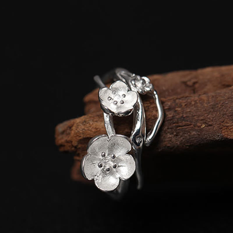 Buddha Stones 925 Sterling Silver Plum Bossom Balance Ring - image 7