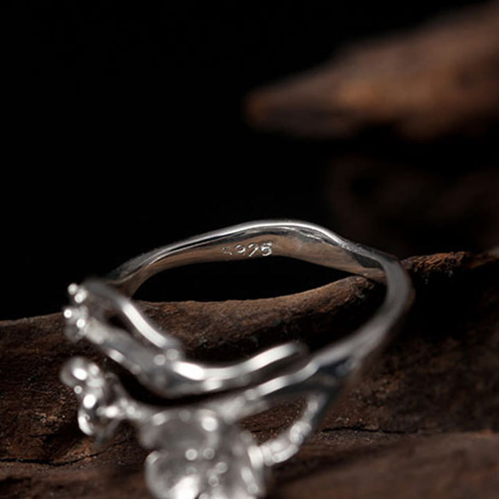 Buddha Stones 925 Sterling Silver Plum Bossom Balance Ring - image 17