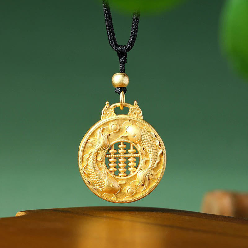 Buddha Stones Gold Plated Copper Koi Fish Strength Necklace Pendant - Koi Fish - image 1