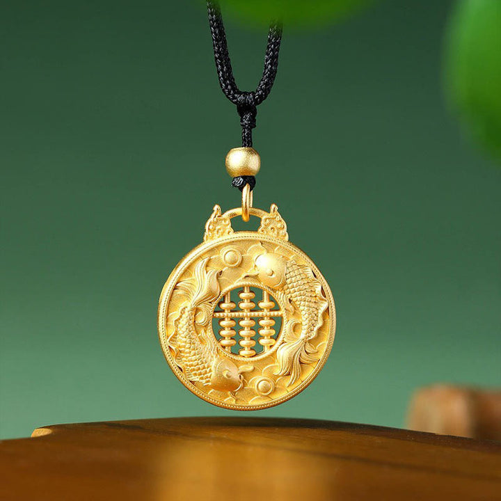 Buddha Stones Gold Plated Copper Koi Fish Strength Necklace Pendant - Koi Fish - image 1