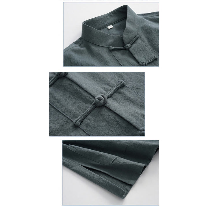 Buddha Stones Frog-Button Tang Long Sleeve Shirt Pants Men's Suit - image 11