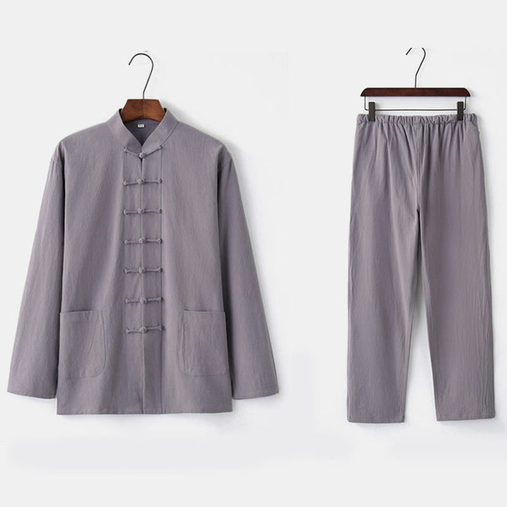 Buddha Stones Frog-Button Tang Long Sleeve Shirt Pants Men's Suit - image 19