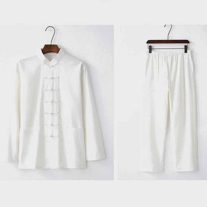 Buddha Stones Frog-Button Tang Long Sleeve Shirt Pants Men's Suit - image 23