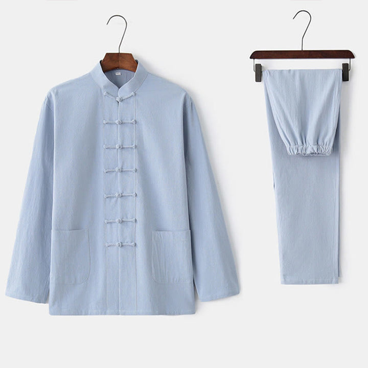 Buddha Stones Frog-Button Tang Long Sleeve Shirt Pants Men's Suit - image 26