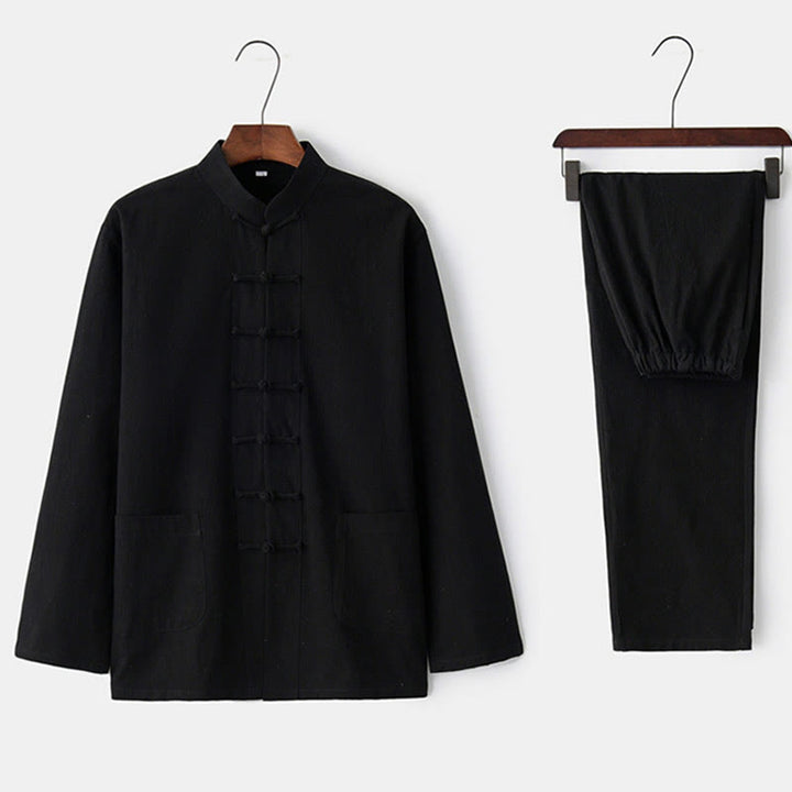 Buddha Stones Frog-Button Tang Long Sleeve Shirt Pants Men's Suit - image 22