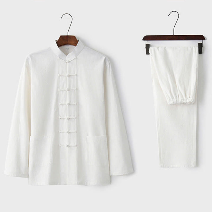 Buddha Stones Frog-Button Tang Long Sleeve Shirt Pants Men's Suit - image 23