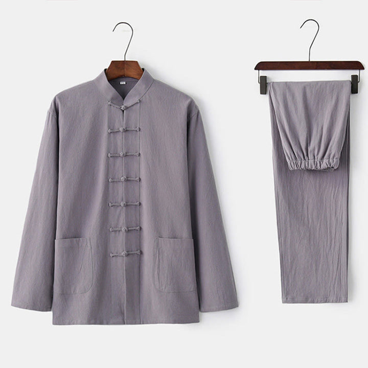 Buddha Stones Frog-Button Tang Long Sleeve Shirt Pants Men's Suit - image 20