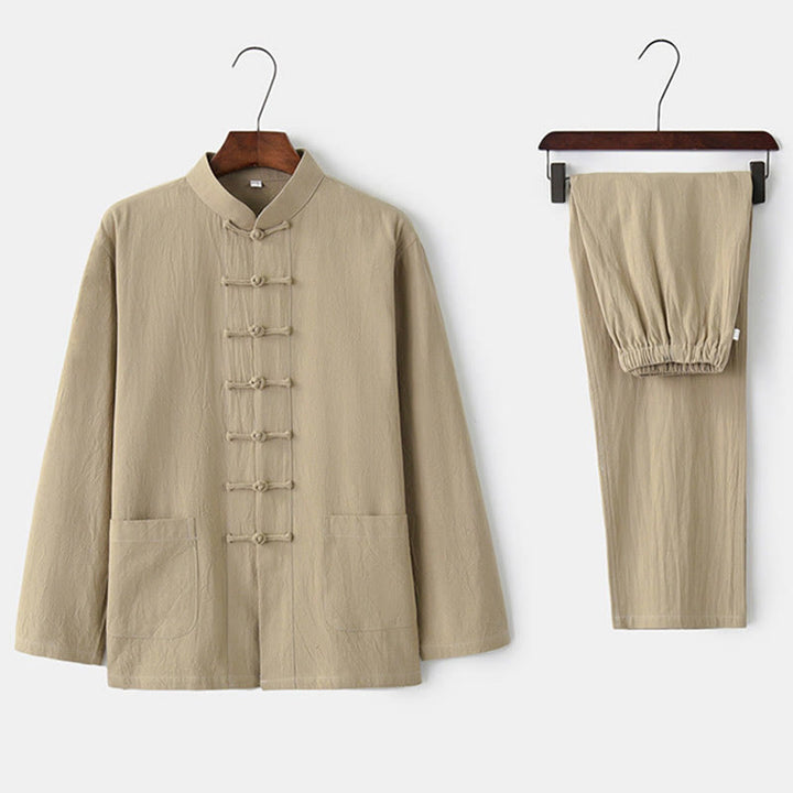 Buddha Stones Frog-Button Tang Long Sleeve Shirt Pants Men's Suit - image 28