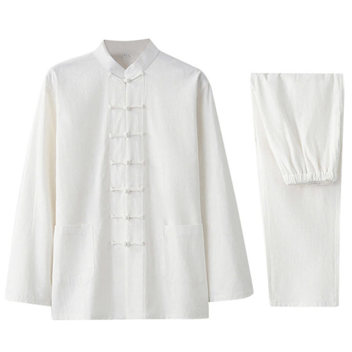 Buddha Stones Frog-Button Tang Long Sleeve Shirt Pants Men's Suit - image 31