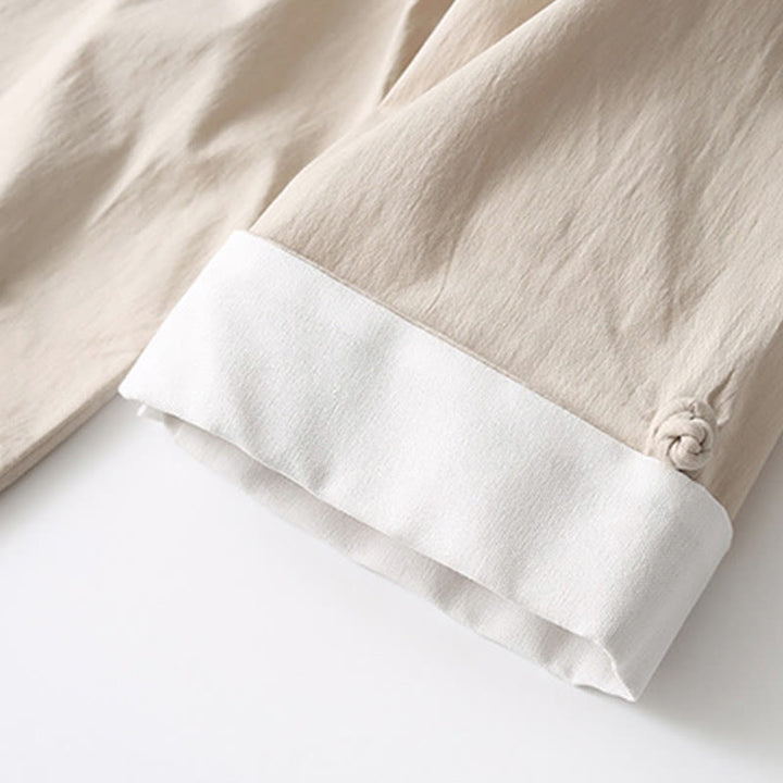 Buddha Stones Tang Frog-Button Three Quarter Sleeve Shirt Wide Leg Pants Cotton Linen Men's Suit - image 11