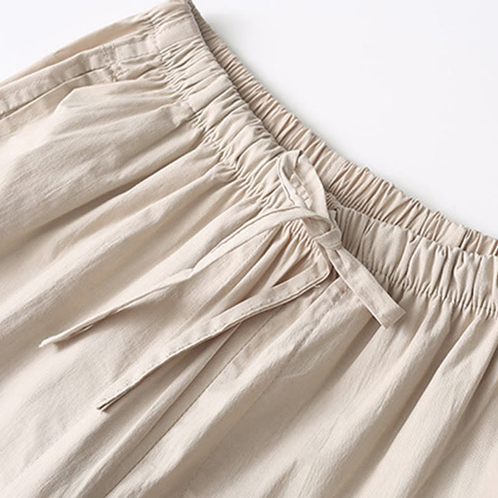 Buddha Stones Tang Frog-Button Three Quarter Sleeve Shirt Wide Leg Pants Cotton Linen Men's Suit - image 14