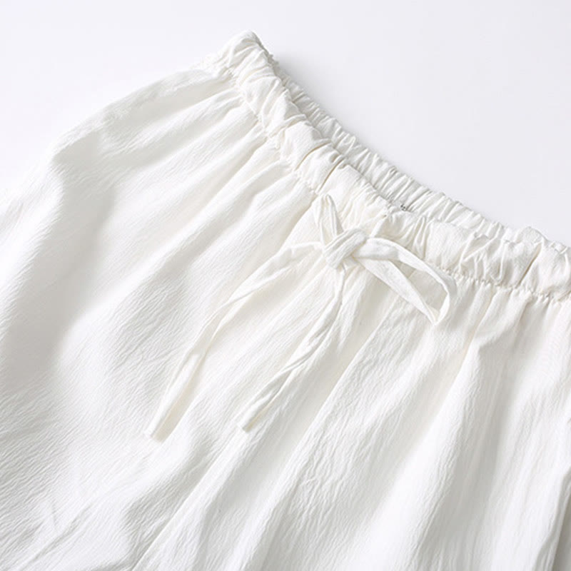 Buddha Stones Tang Frog-Button Short Sleeve Shirt Wide Leg Pants Men's Suit - image 14