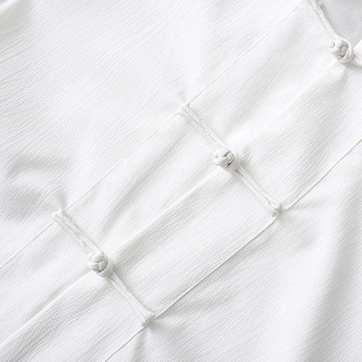 Buddha Stones Tang Frog-Button Short Sleeve Shirt Wide Leg Pants Men's Suit - image 9