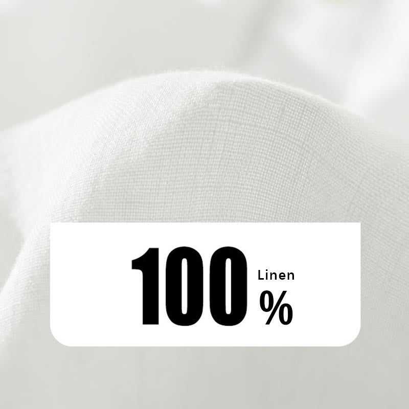 Buddha Stones Solid Color Loose Long Sleeve Half Button Shirt Linen Men Clothing - image 7