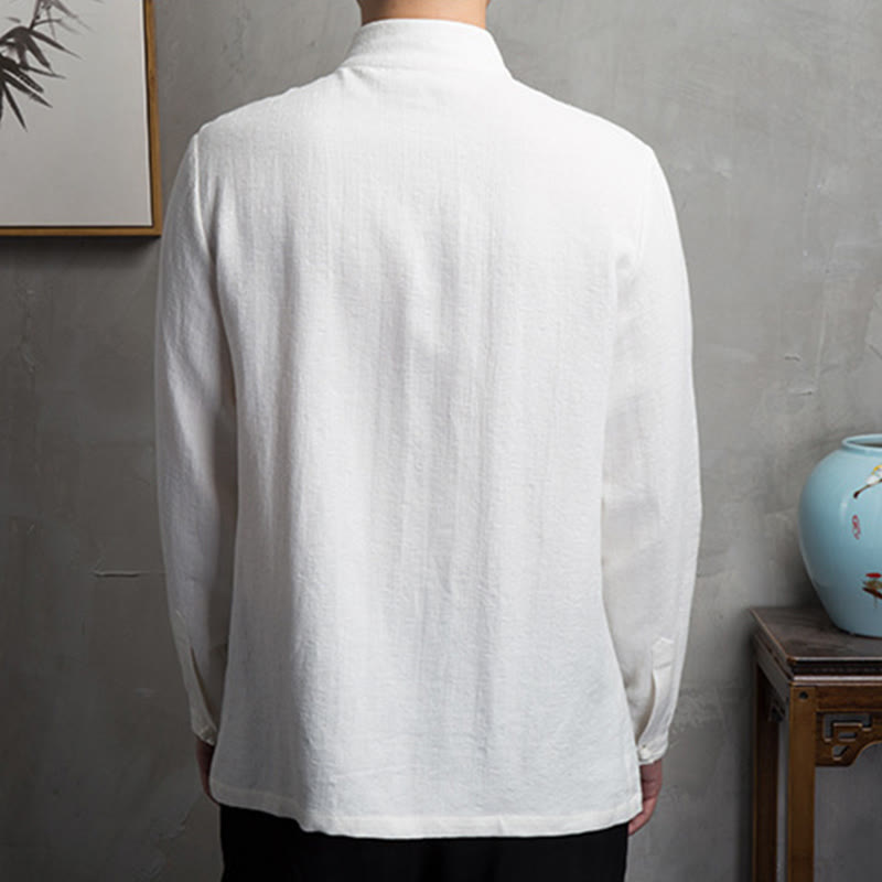 Buddha Stones Solid Color Chinese Tang Suit Cotton Linen Jacket Men Clothing - image 8