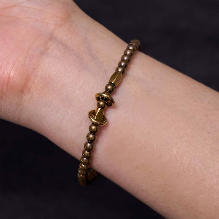 Buddha Stones Wealth Self Care Copper Brass Beads Design Couple Bracelet - image 7