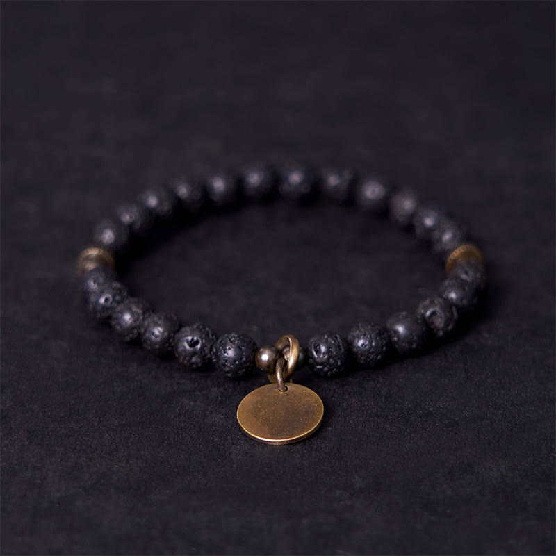 Buddha Stones Natural Lava Rock Beads Calm Support Healing Bracelet - 20-21cm - image 1