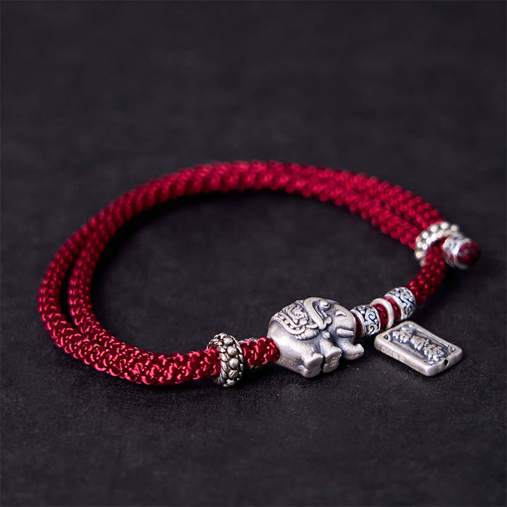 Buddha Stones 925 Sterling Silver Elephant Safe And Well Amulet Charm Strength Bracelet