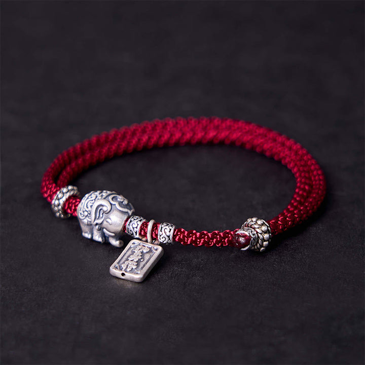 Buddha Stones 925 Sterling Silver Elephant Safe And Well Amulet Charm Strength Bracelet