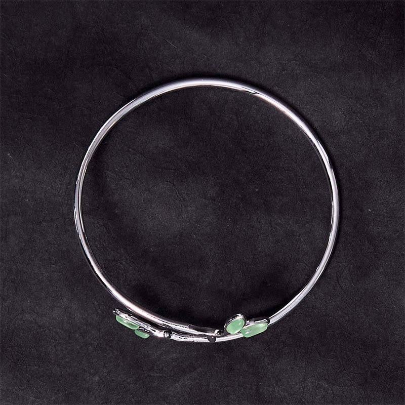 Buddha Stones Leaf Pattern Cat Eye Support Cuff Bracelet Bangle - image 3