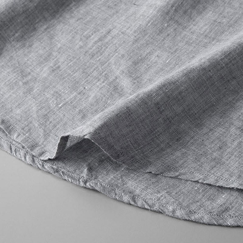Buddha Stones Solid Color Long Sleeve Button Shirt Linen Men Clothing - image 11