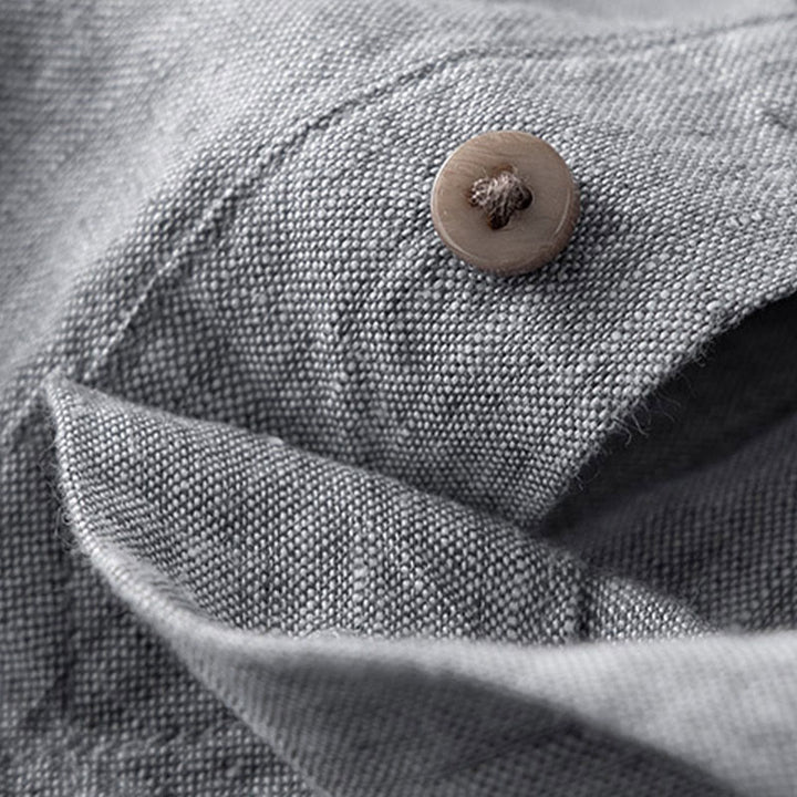 Buddha Stones Solid Color Long Sleeve Button Shirt Linen Men Clothing - image 8