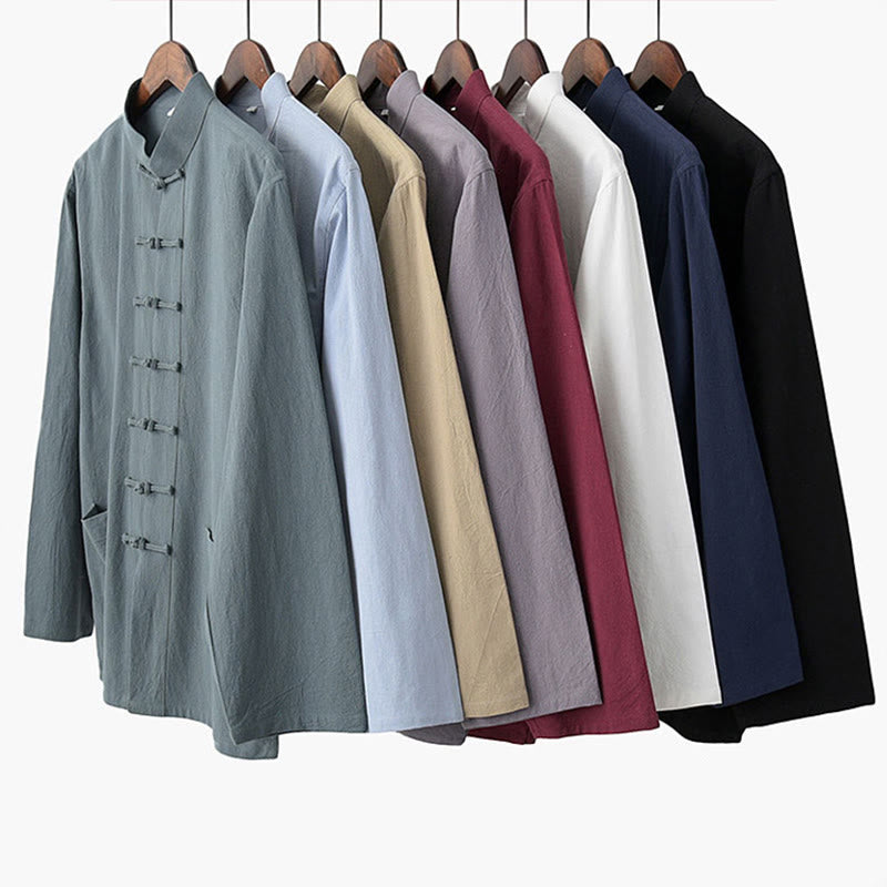 Buddha Stones Tang Frog-Button Long Sleeve Shirt Cotton Men's Clothing - image 14