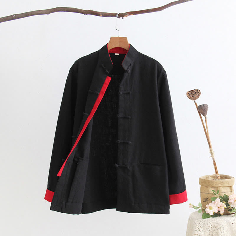 Buddha Stones Tang Frog-Button Long Sleeve Shirt Cotton Linen Men's Clothing - image 14