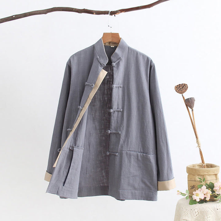 Buddha Stones Tang Frog-Button Long Sleeve Shirt Cotton Linen Men's Clothing - image 10