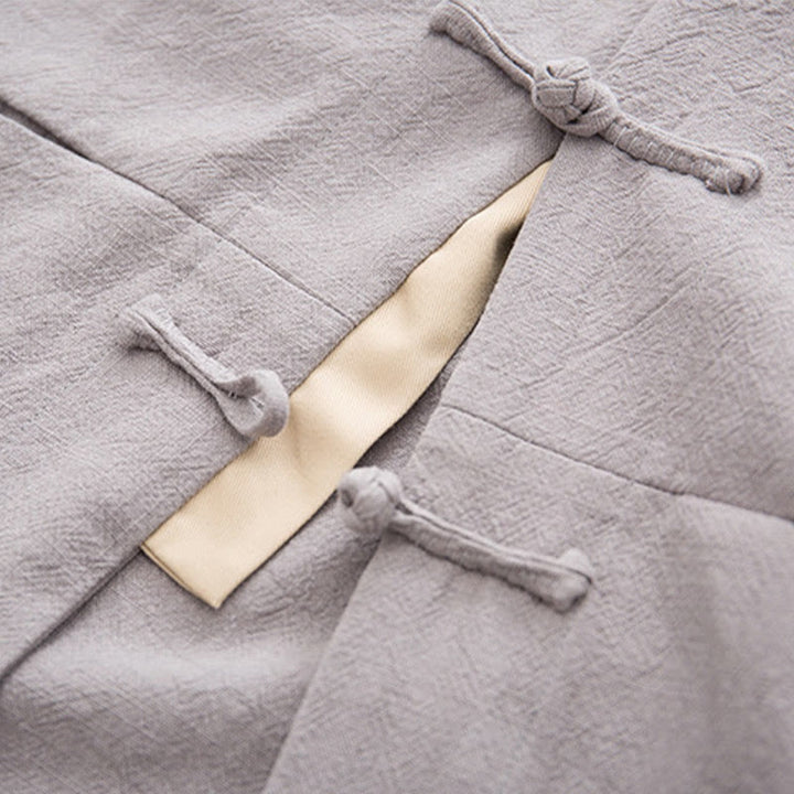Buddha Stones Tang Frog-Button Long Sleeve Shirt Cotton Linen Men's Clothing - image 25