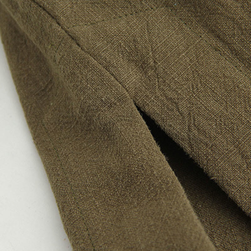 Buddha Stones Tang Frog-Button Long Sleeve Shirt Cotton Linen Men's Clothing - image 17