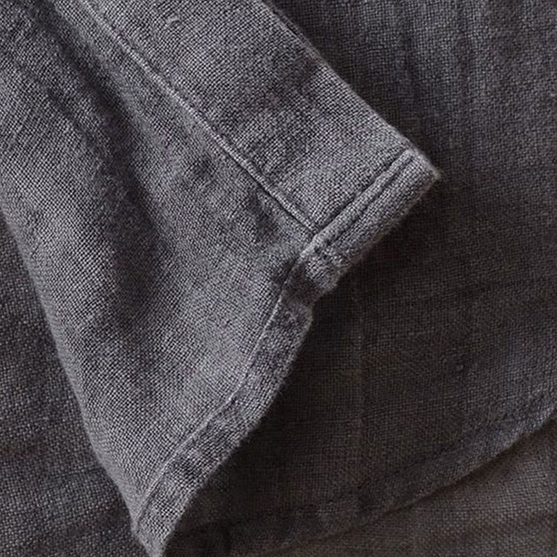 Buddha Stones Men's Shirt Solid Color Lapel Top Short Sleeve Comfy Button Crease Cotton Linen Shirt - image 8