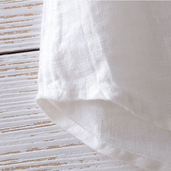 Buddha Stones Men's Shirt Solid Color Lapel Top Short Sleeve Comfy Button Crease Cotton Linen Shirt - image 14