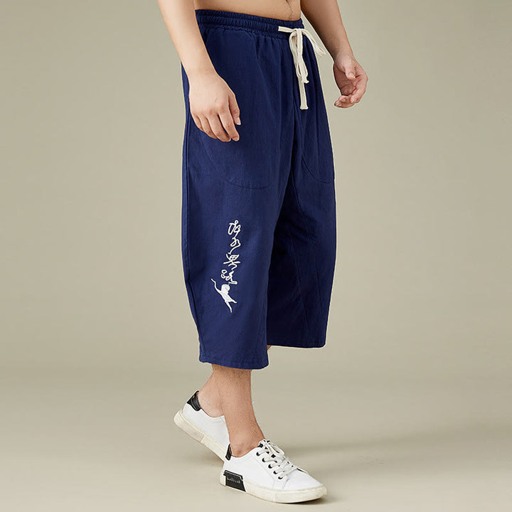 Buddha Stones Casual Solid Color Men's Straight Leg Shorts With Pockets Leisure Cotton Men's Pants - image 14