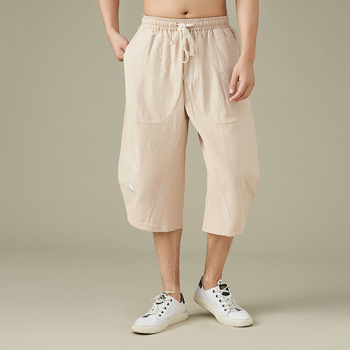 Buddha Stones Casual Solid Color Men's Straight Leg Shorts With Pockets Leisure Cotton Men's Pants - PeachPuff - US/UK/AU54，EU64 (9XL) - image 8