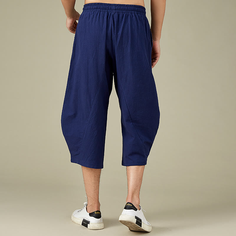 Buddha Stones Casual Solid Color Men's Straight Leg Shorts With Pockets Leisure Cotton Men's Pants - image 15