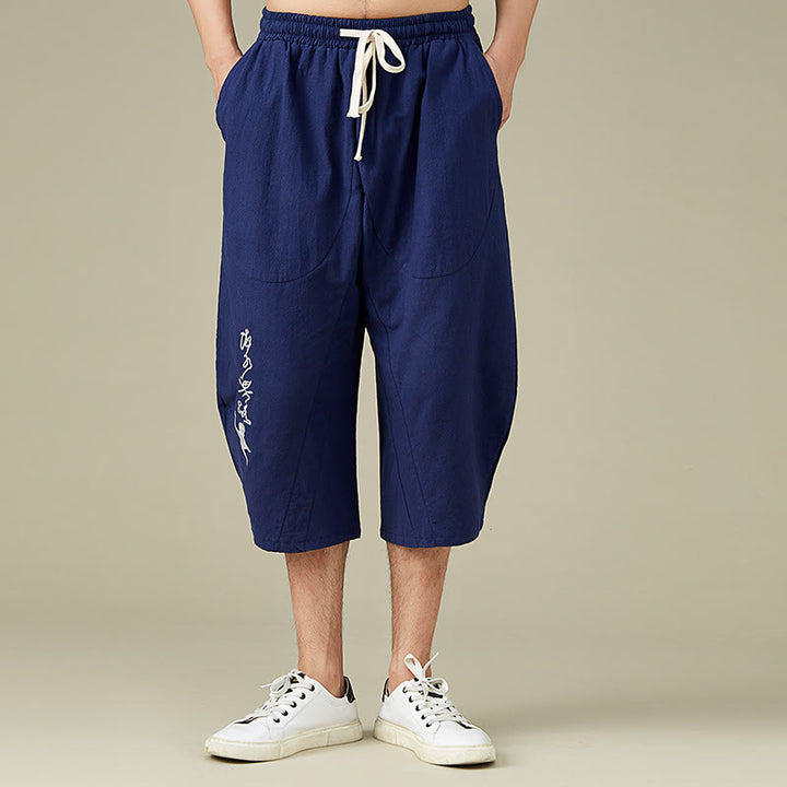Buddha Stones Casual Solid Color Men's Straight Leg Shorts With Pockets Leisure Cotton Men's Pants - DarkBlue - US/UK/AU54，EU64 (9XL) - image 12