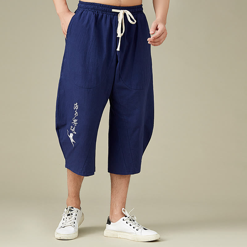 Buddha Stones Casual Solid Color Leisure Cotton Men's Tapered Pants With Pockets - image 12