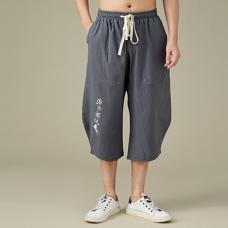 Buddha Stones Casual Solid Color Men's Straight Leg Shorts With Pockets Leisure Cotton Men's Pants - Gray - US/UK/AU54，EU64 (9XL) - image 4