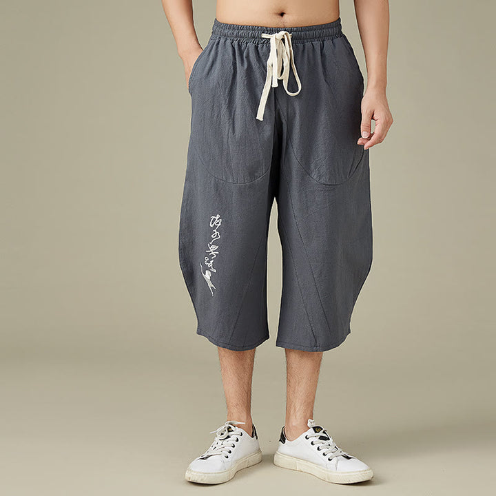 Buddha Stones Casual Solid Color Men's Straight Leg Shorts With Pockets Leisure Cotton Men's Pants - Gray - US/UK/AU54，EU64 (9XL) - image 4