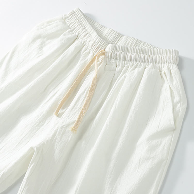 Buddha Stones Casual Solid Color Men's Straight Shorts With Pockets Cotton Shorts Men's Pants - image 7