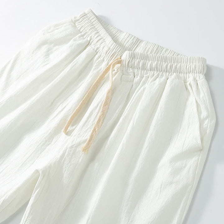 Buddha Stones Casual Solid Color Men's Straight Shorts With Pockets Cotton Shorts Men's Pants - image 7