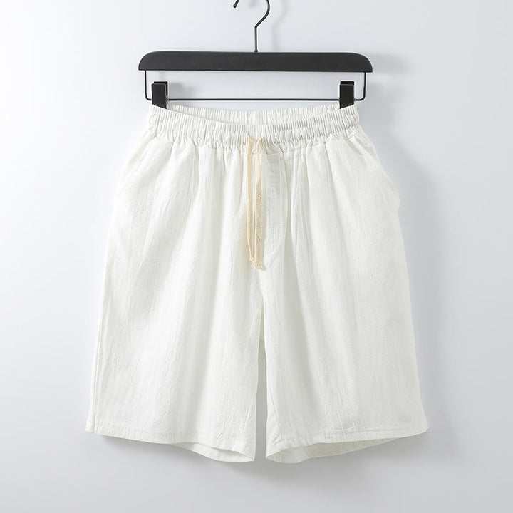 Buddha Stones Casual Solid Color Men's Straight Shorts With Pockets Cotton Shorts Men's Pants