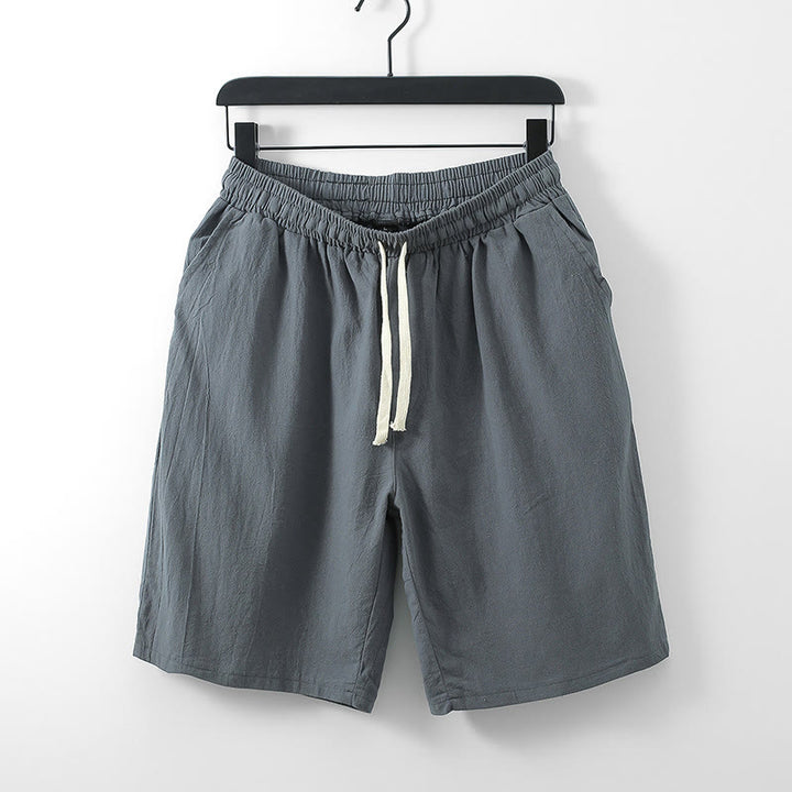 Buddha Stones Casual Solid Color Men's Straight Shorts With Pockets Cotton Shorts Men's Pants