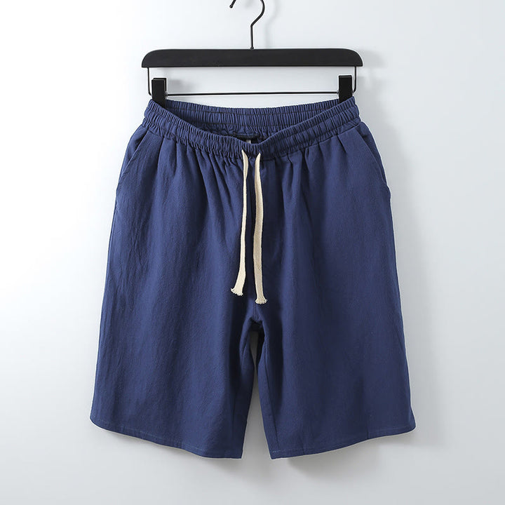 Buddha Stones Casual Solid Color Men's Straight Shorts With Pockets Cotton Shorts Men's Pants