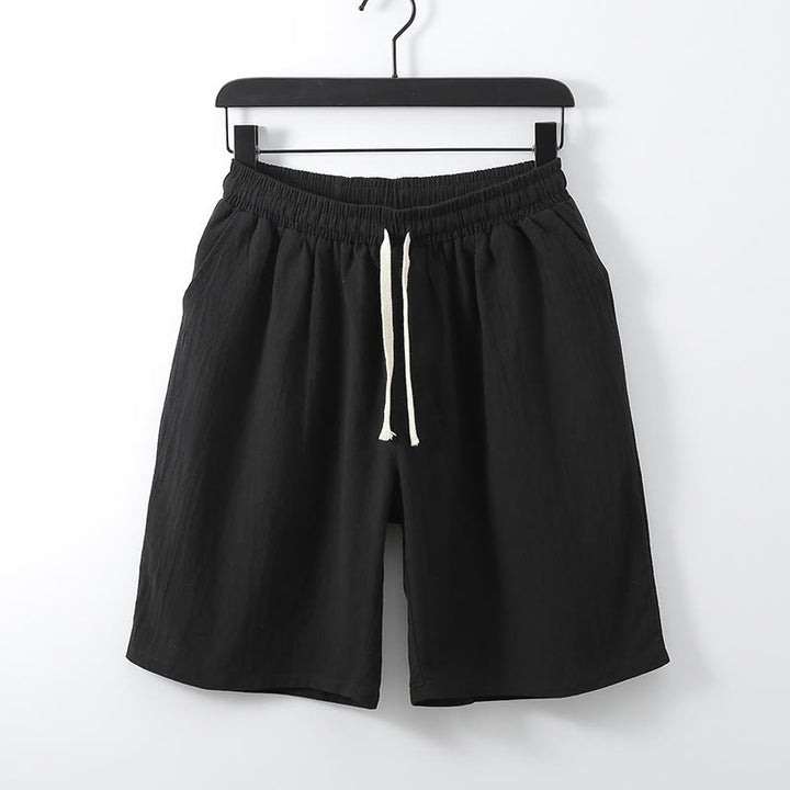 Buddha Stones Casual Solid Color Men's Straight Shorts With Pockets Cotton Shorts Men's Pants