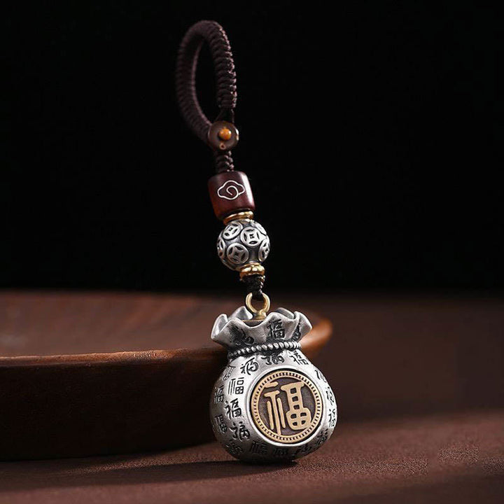 Buddha Stones Fu Character Money Bag Making Money Every Day Fortune Key Chain