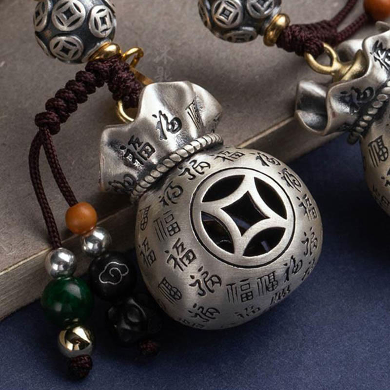 Buddha Stones Fu Character Money Bag Making Money Every Day Fortune Key Chain